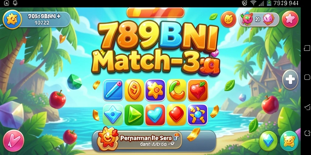 Screenshot permainan 789BNI menampilkan gameplay Match-3 yang mengasyikkan.
