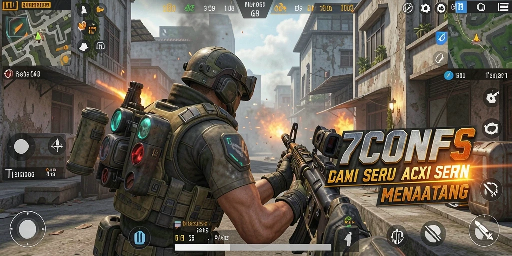 Screenshot 7CONE menampilkan aksi tembak-menembak yang mendebarkan.