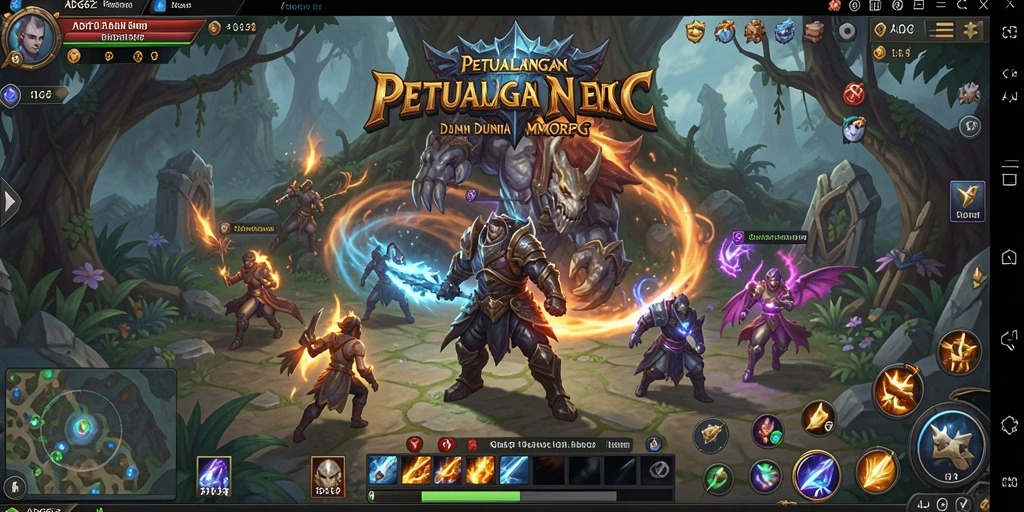 Screenshot gameplay ADG62 menampilkan pertarungan epik dan interaksi antar pemain.