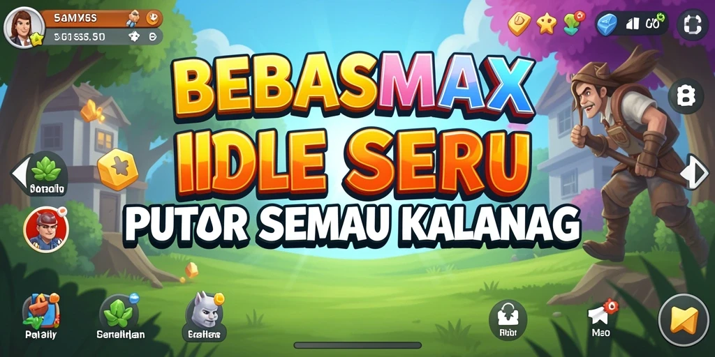 Tampilan gameplay BEBASMAX dengan karakter yang berkembang.