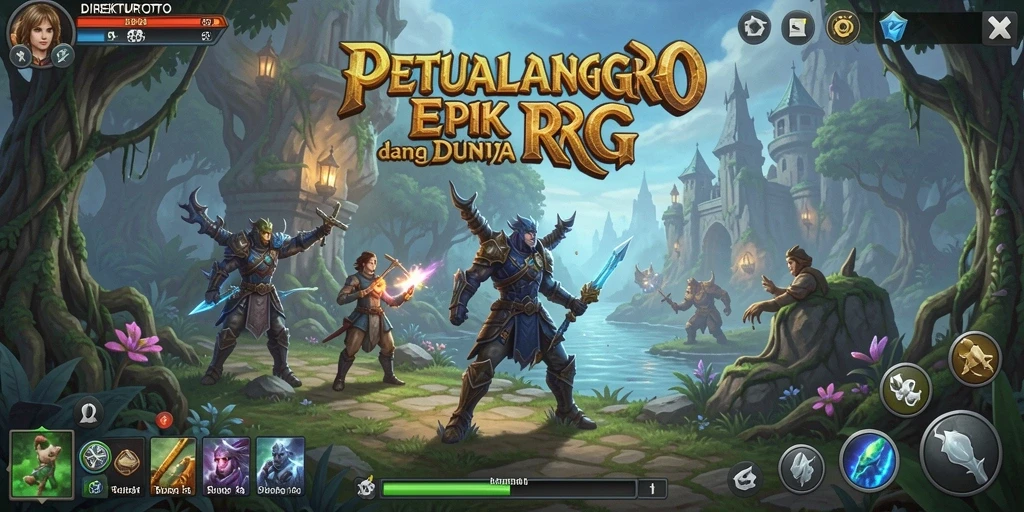 Tangkapan layar utama dari gameplay RPG yang mendebarkan.