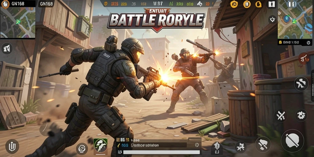 Tampilan mendebarkan dari permainan GN168 Battle Royale.
