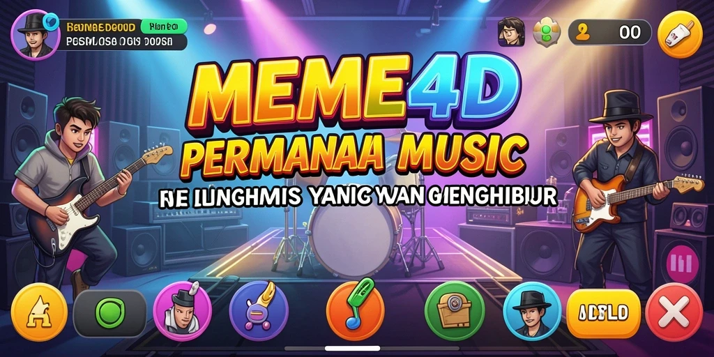Tampilan screenshot utama MEME4D menampilkan gameplay musik yang seru.