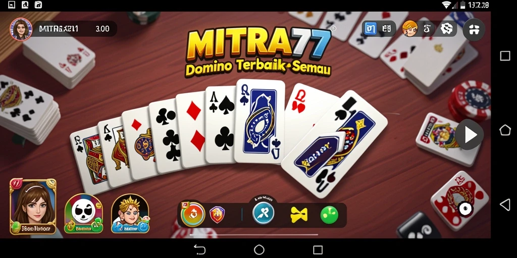 Tampilan gameplay seru dari MITRA77 saat bermain Domino.