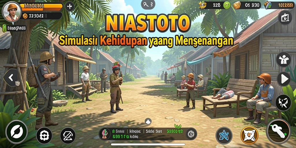Screenshot NIASTOTO menunjukkan gameplay simulasi kehidupan yang menarik.