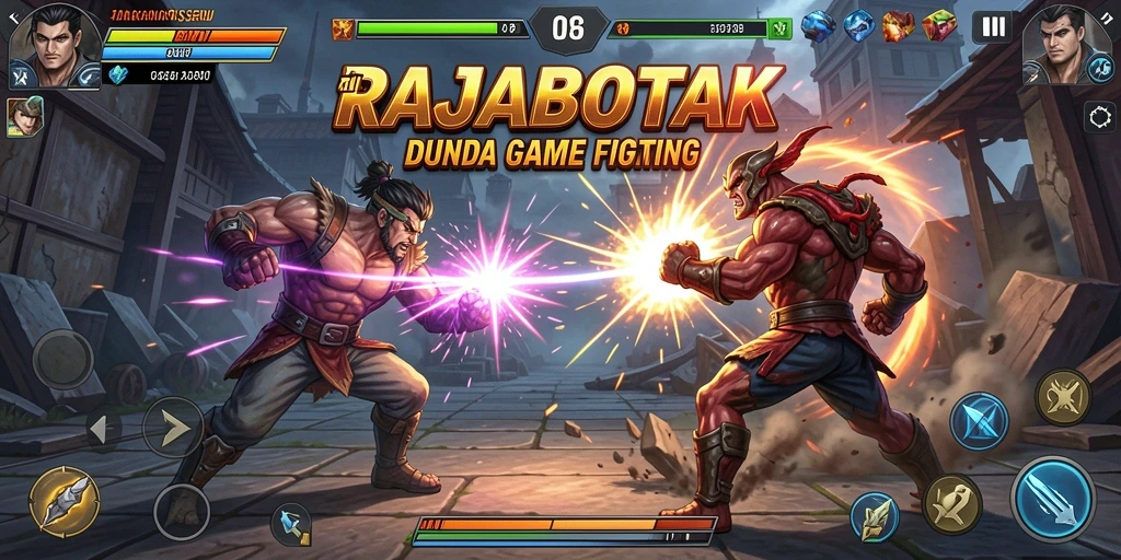 Screenshot gameplay RAJABOTAK yang menampilkan pertarungan intens.