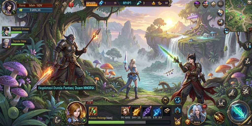 Screenshot RPVIP1 menampilkan pertarungan seru dalam game MMORPG.