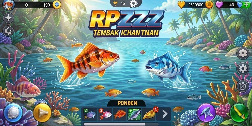 Tampilan gameplay seru di RPZZZ saat menangkap ikan.