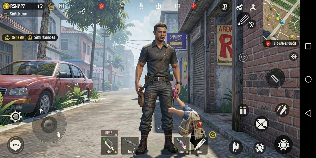 Screenshot utama RSNVIP7 menampilkan gameplay simulasi yang mendalam dengan aktivitas beragam.