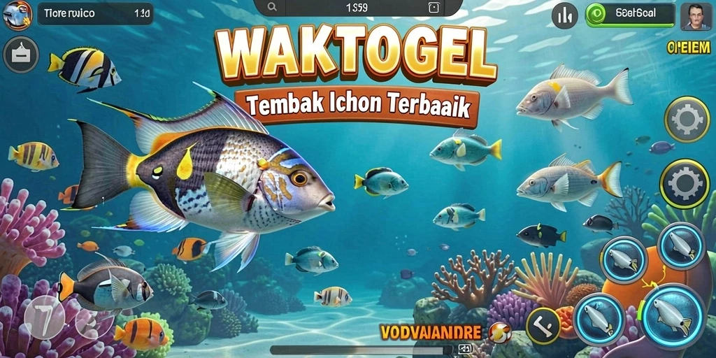 Screenshot gameplay seru WAKTOGEL dengan aksi menembak ikan.